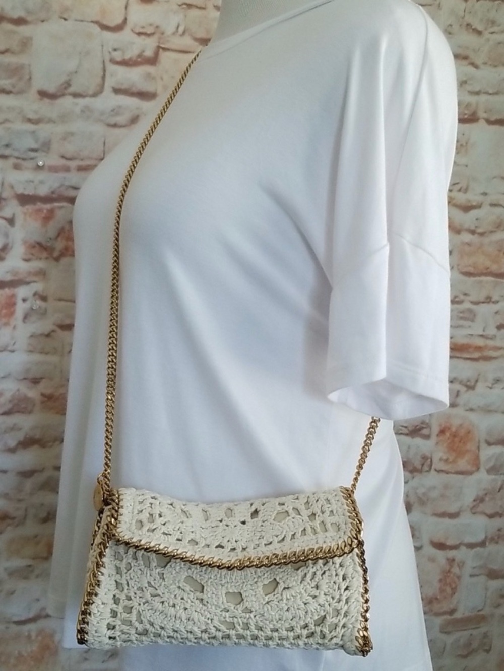 Stella Maccarti Crochet Chain-Trim Crossbody miniBag in Cream - Picture 3 of 6